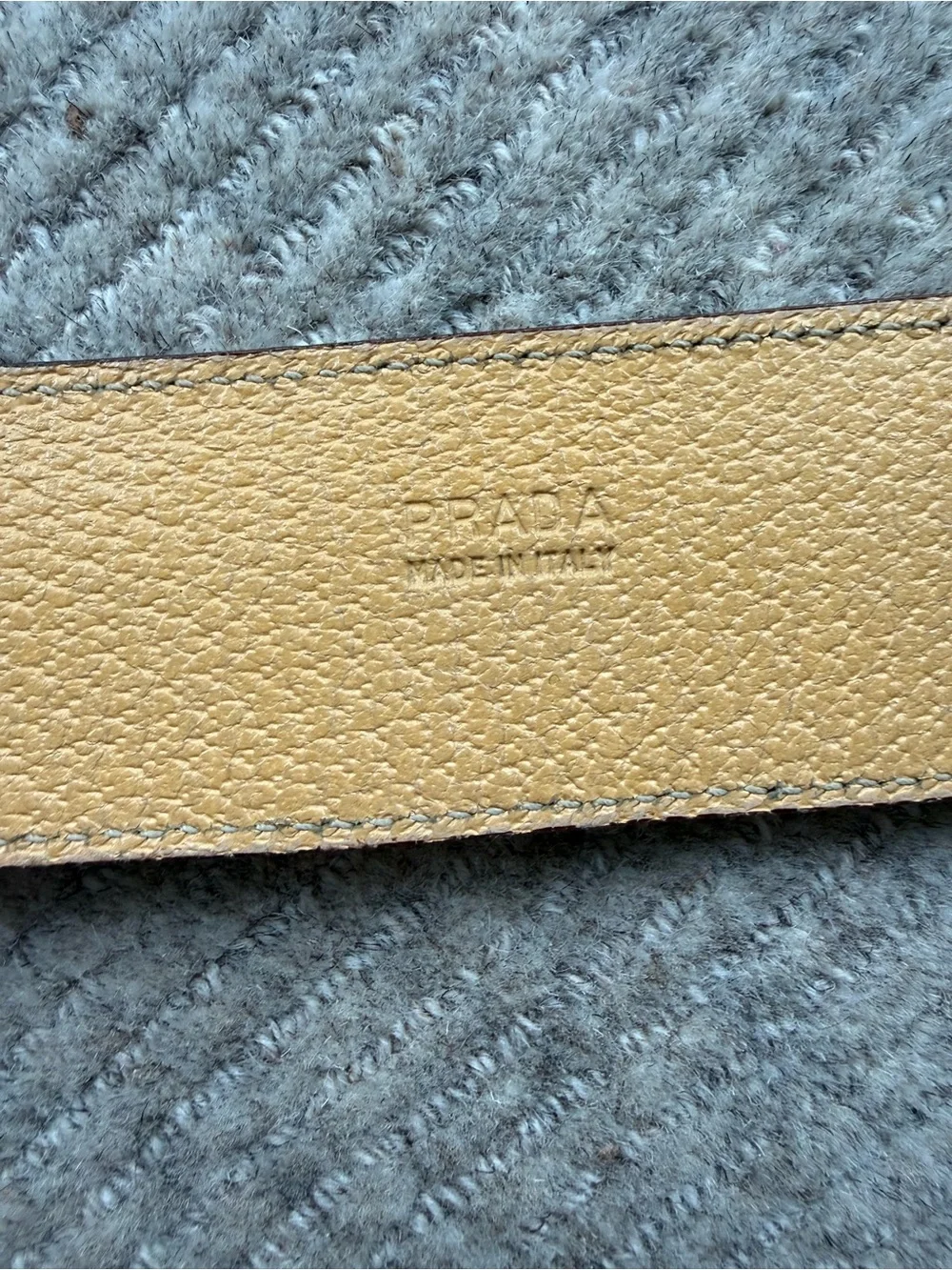 Prada Tan Leather Wide Belt with Silver-Tone Buckle